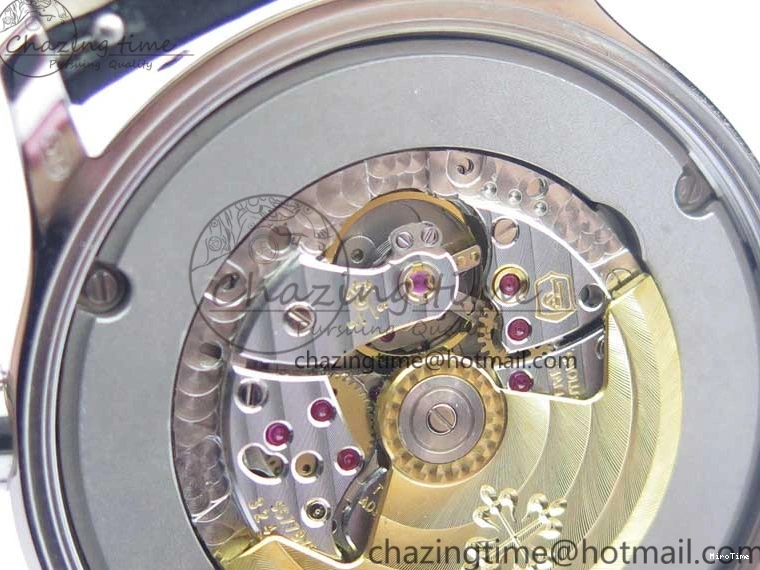 MIROTIME 0418 Practical Calatrava 5524 Pilot Travel Time SS GRF Blue Dial on Black Leather Strap A324 V 7107